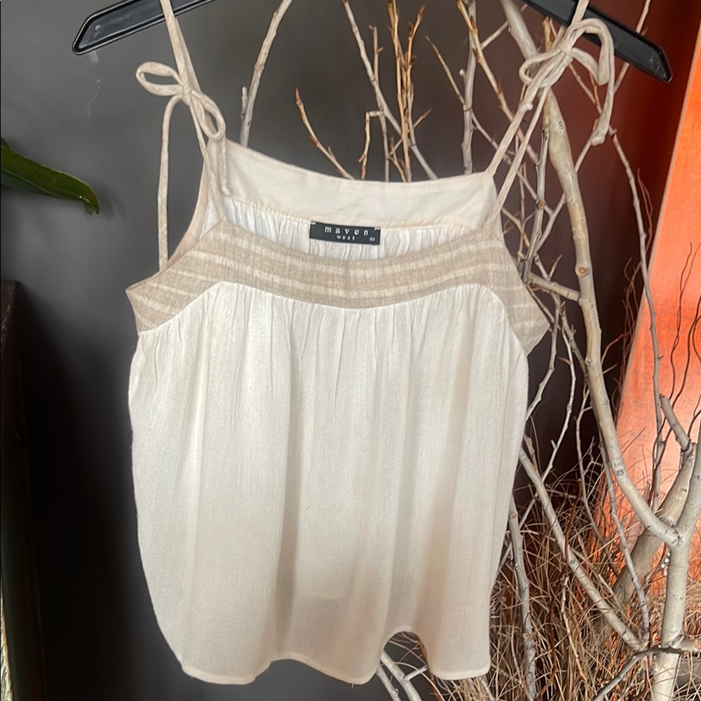 Maven West Women's Cream gauze Top